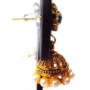 Golden Oxidized Earrings Ethnic Imitation Jewelry Drop Dangle Chandelier - EA59
